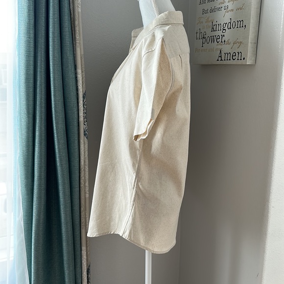 Coofandy Linen Rayon Shirt Button Down Men’s Small Beige lightweight summer - Picture 5 of 7